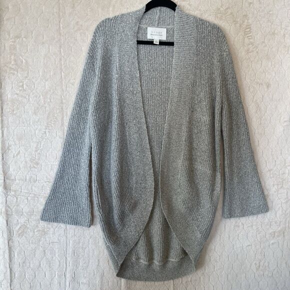 Hinge Open Front Mid Length Bell Sleeve Gray Cardigan Sz XS Front Hidden Pockets - Picture 10 of 10